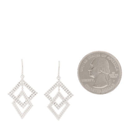 Tiffany 18K White Gold Double Beaded Square Drop Earrings 2 of 4