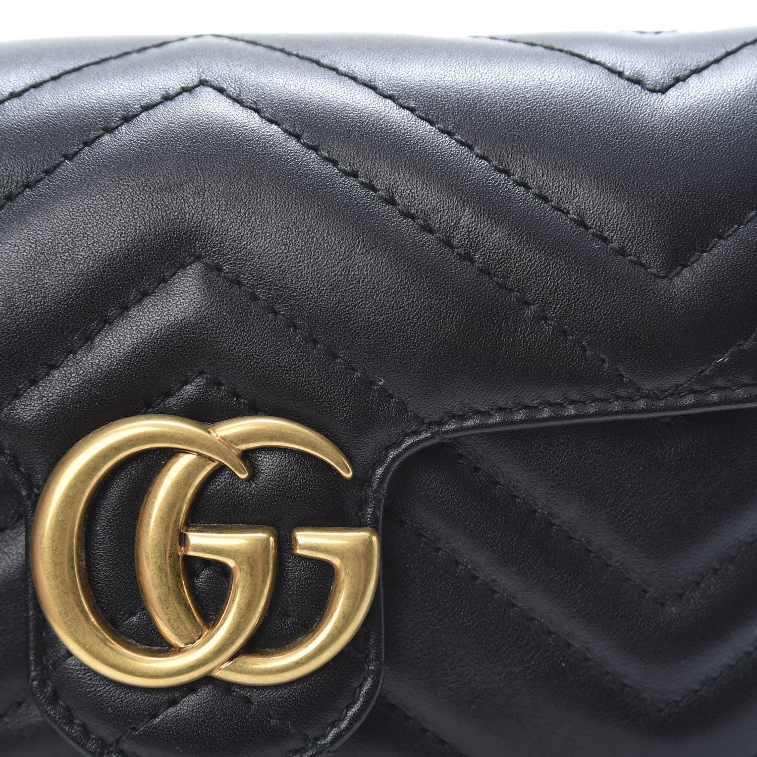 Gucci Calfskin Matelasse Super Mini GG Marmont Shoulder Bag Black 11 of 12