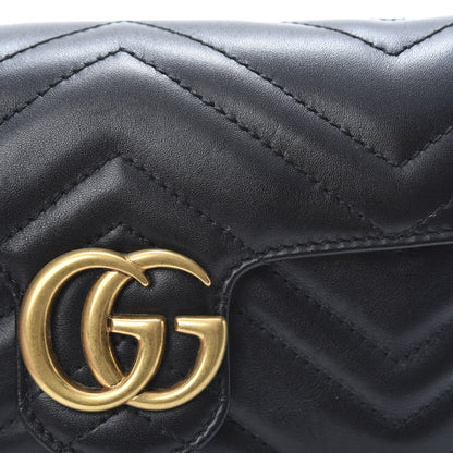 Gucci Calfskin Matelasse Super Mini GG Marmont Shoulder Bag Black 11 of 12