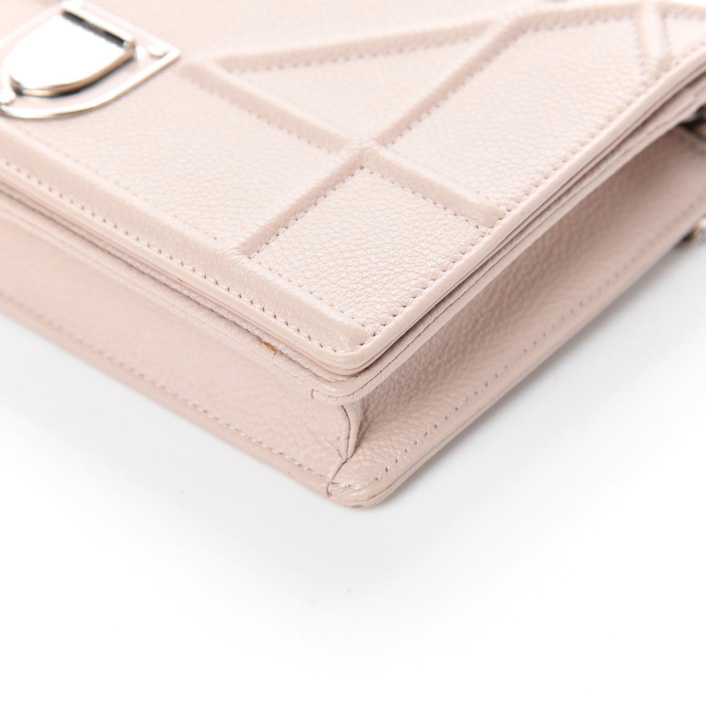 Grained Calfskin Diorama Wallet on Chain Pouch Nude