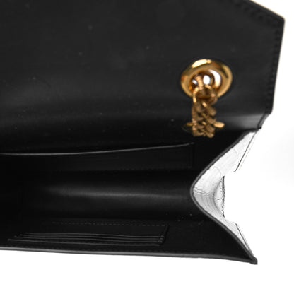 Dolce & Gabbana Metallic Calfskin Crocodile Embossed Mini Devotion Envelope Bag Silver 4 of 8
