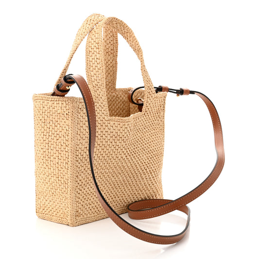 X PAULA'S IBIZA Raffia Font Tote Natural Tan