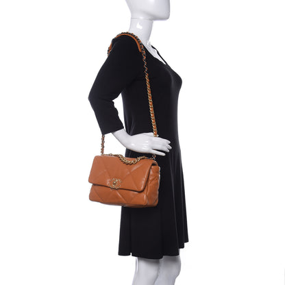 Chanel Lambskin Quilted Medium Chanel 19 Flap Light Brown 2 of 10
