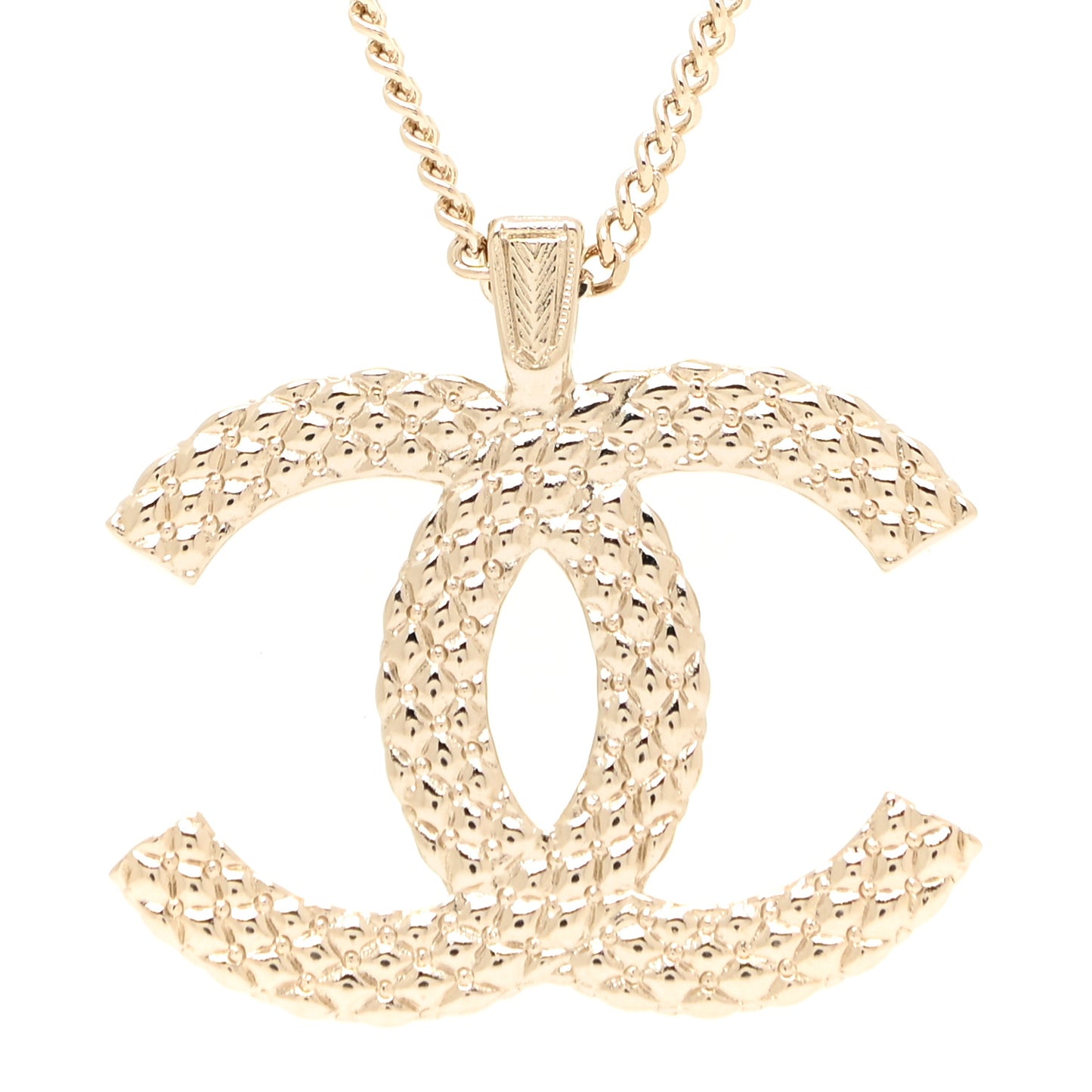 Baguette Crystal Logo CC Chain Necklace Gold