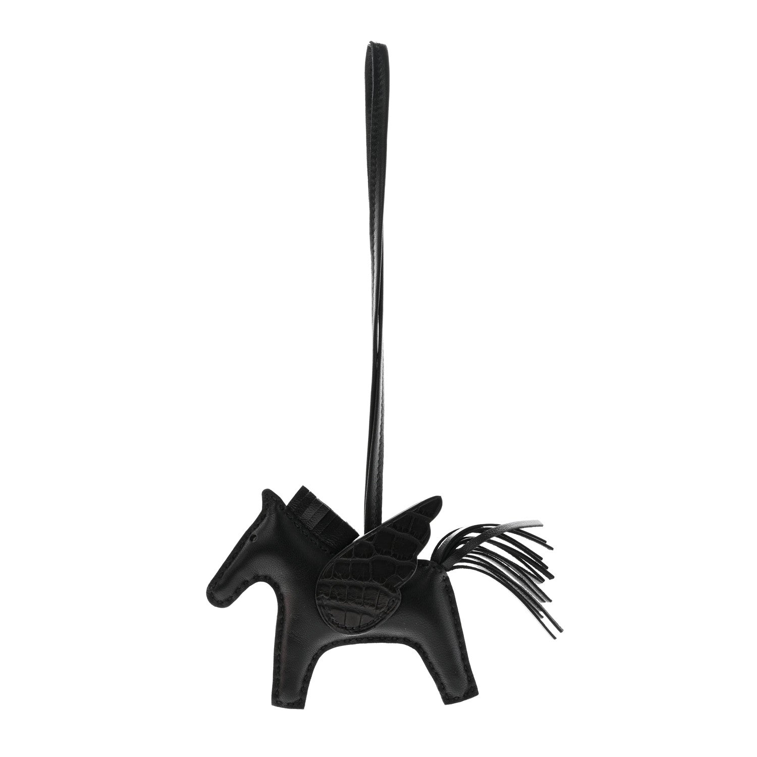 Hermes Milo Lambskin Matte Alligator Touch Grigri Rodeo Pegase Horse Bag Charm PM Black 1 of 5