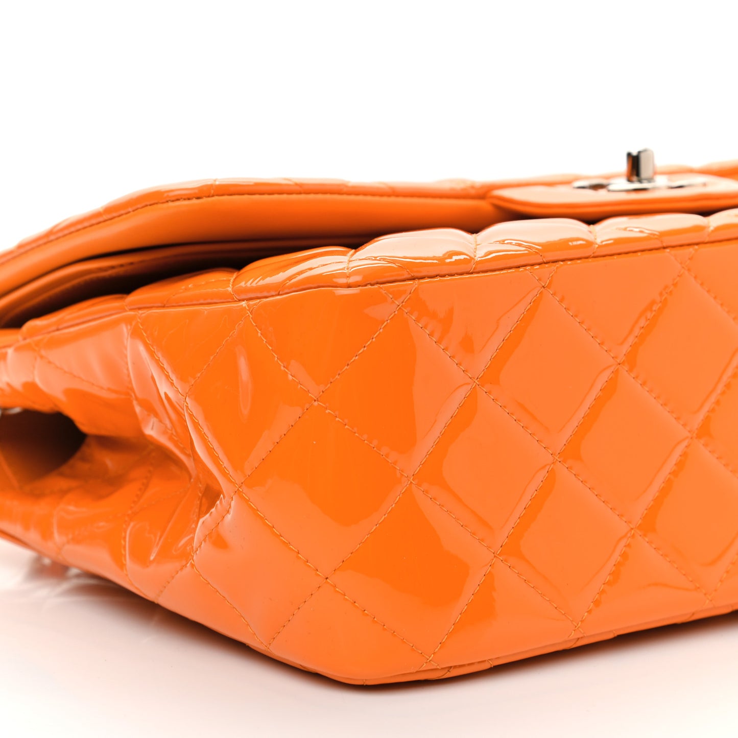 Patent Quilted Jumbo Double Flap Orange