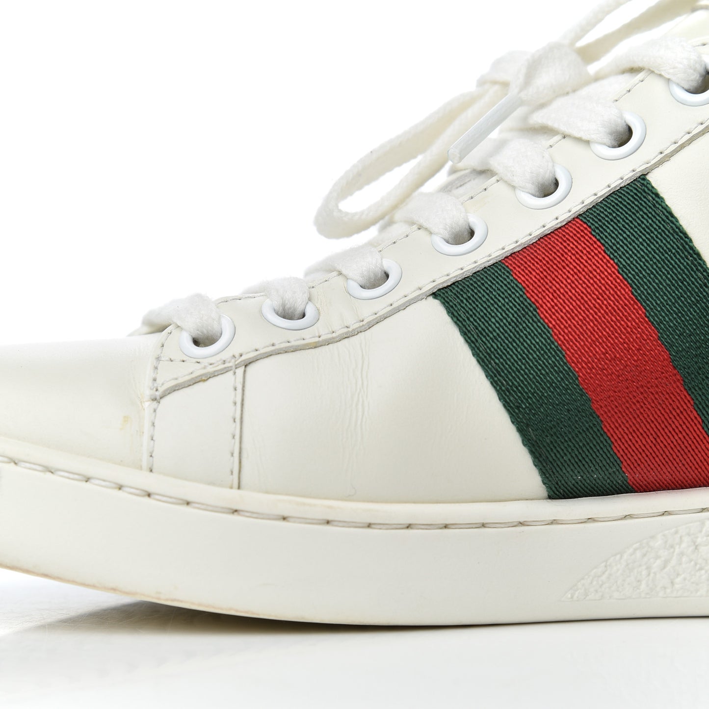 Calfskin Ayers Bee Embroidered Womens Ace Sneakers 35 White Green