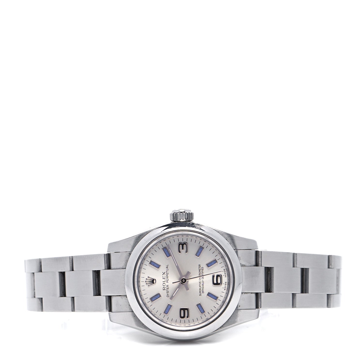 Rolex Stainless Steel 26mm Oyster Perpetual Watch Blue Index 176200 2 of 4