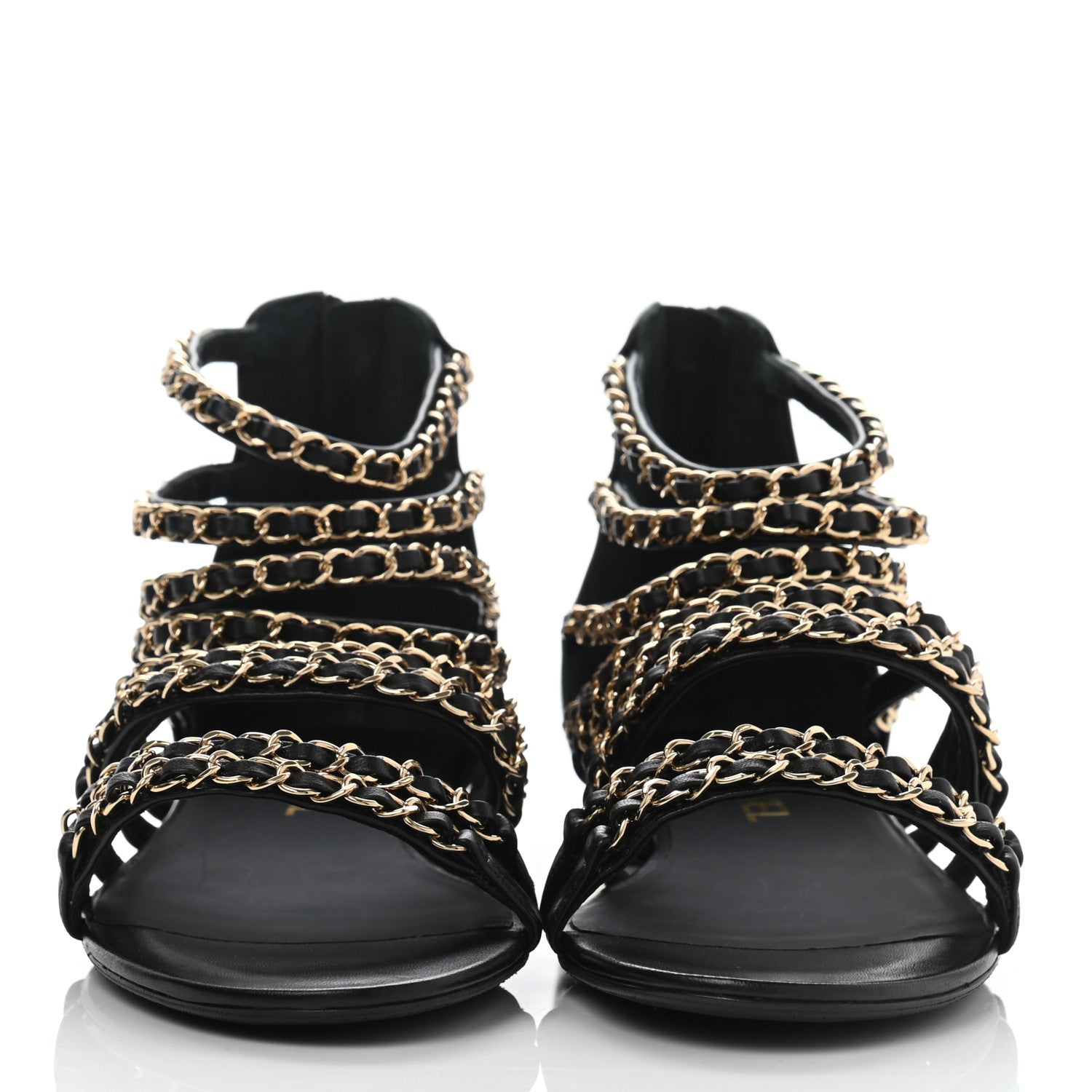 Chanel Lambskin CC Chain Sandals 39 Black 2 of 7