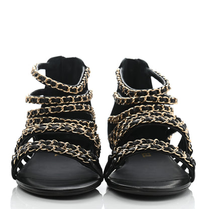 Chanel Lambskin CC Chain Sandals 39 Black 2 of 7