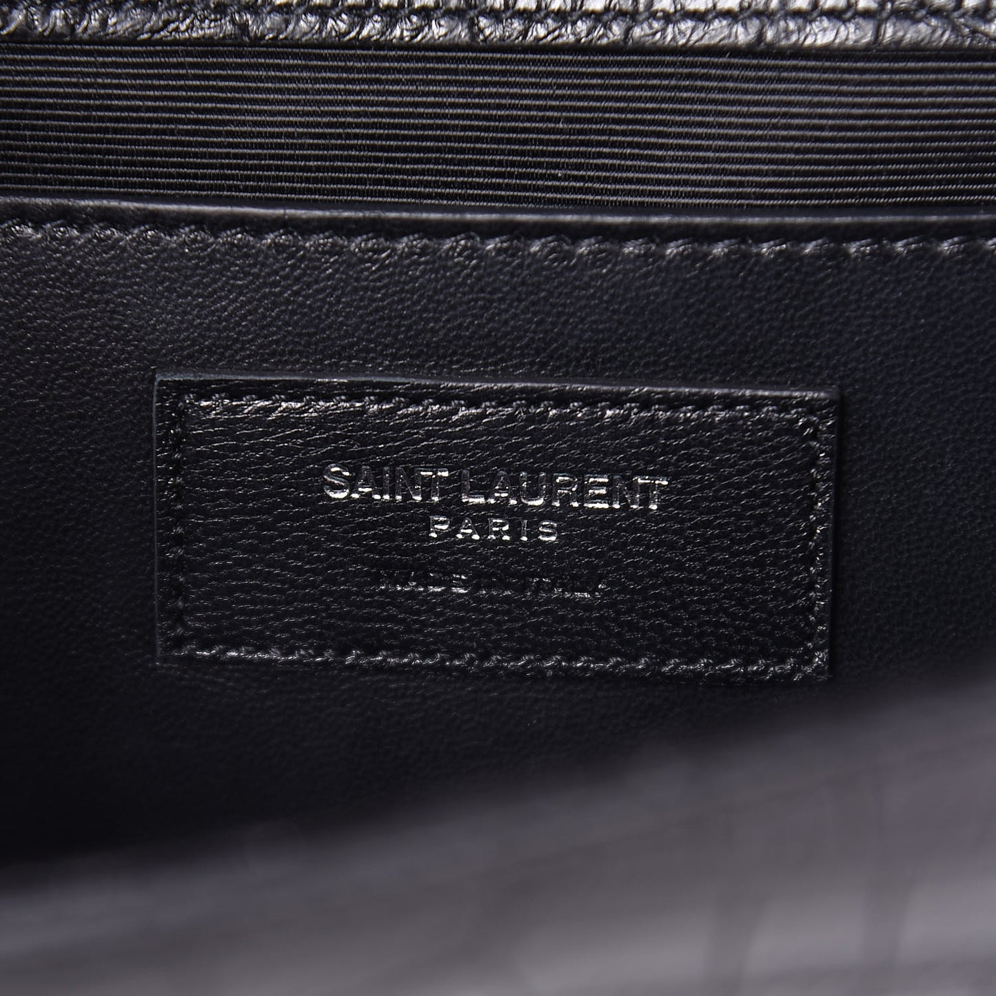 Calfskin Crocodile Embossed Classic Kate Monogram Clutch Black