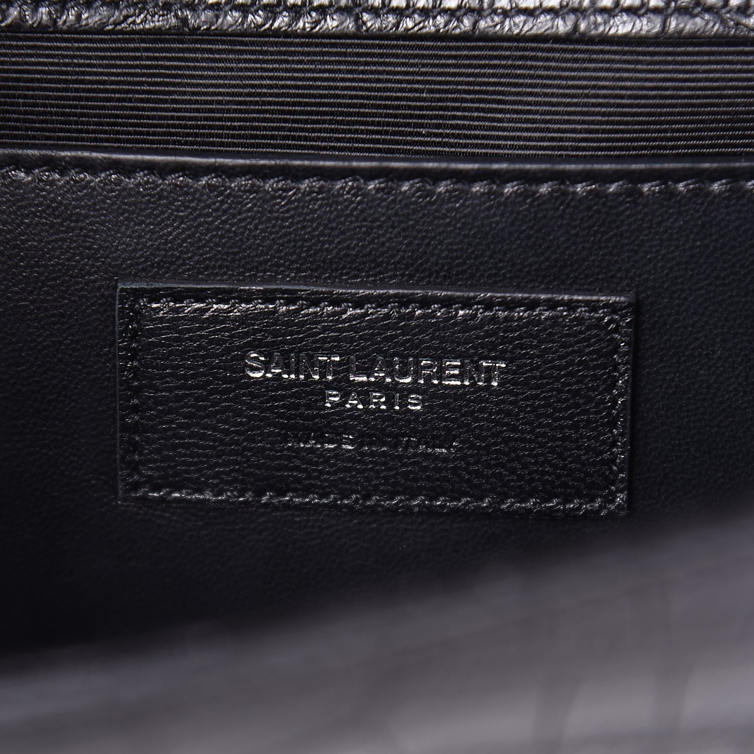 Saint Laurent Calfskin Crocodile Embossed Classic Kate Monogram Clutch Black 6 of 7