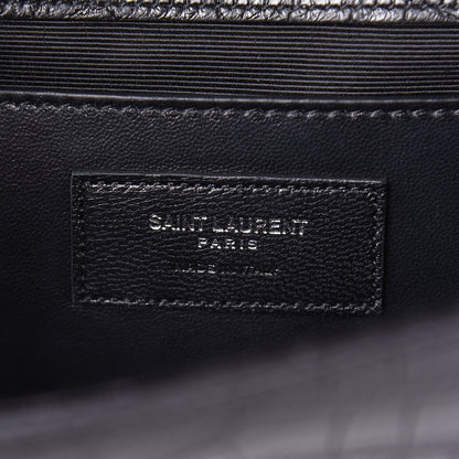 Saint Laurent Calfskin Crocodile Embossed Classic Kate Monogram Clutch Black 6 of 7
