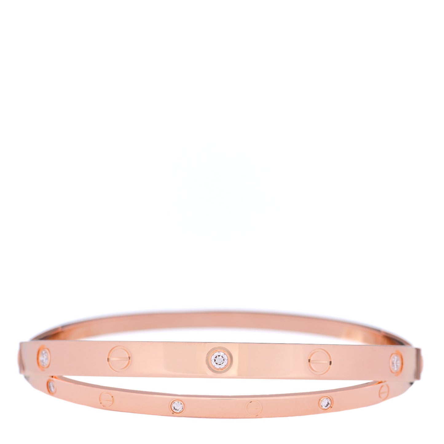 18K Pink Gold 12 Diamond Double LOVE Bracelet 19