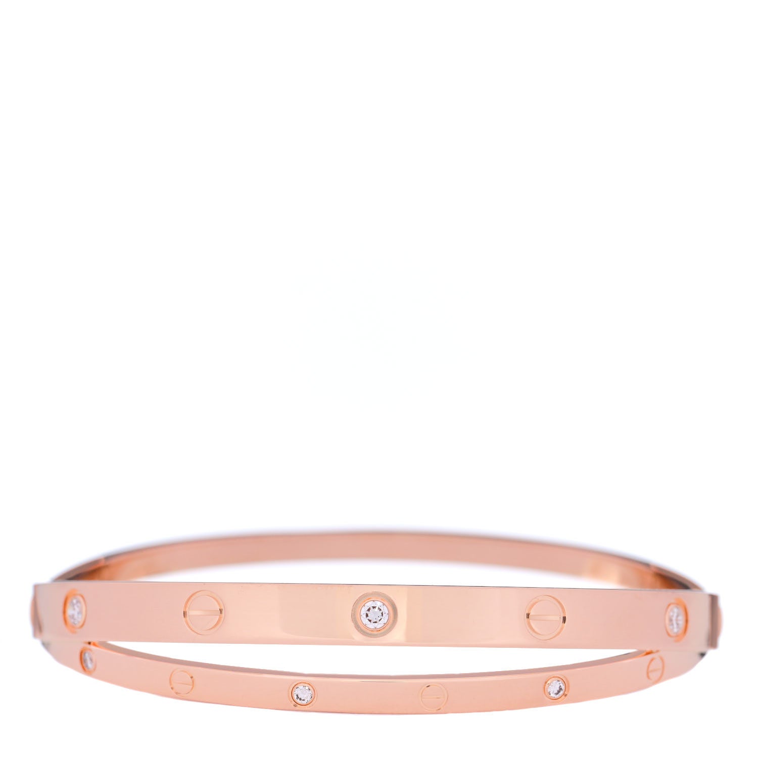 Cartier 18K Pink Gold 12 Diamond Double LOVE Bracelet 19 1 of 7