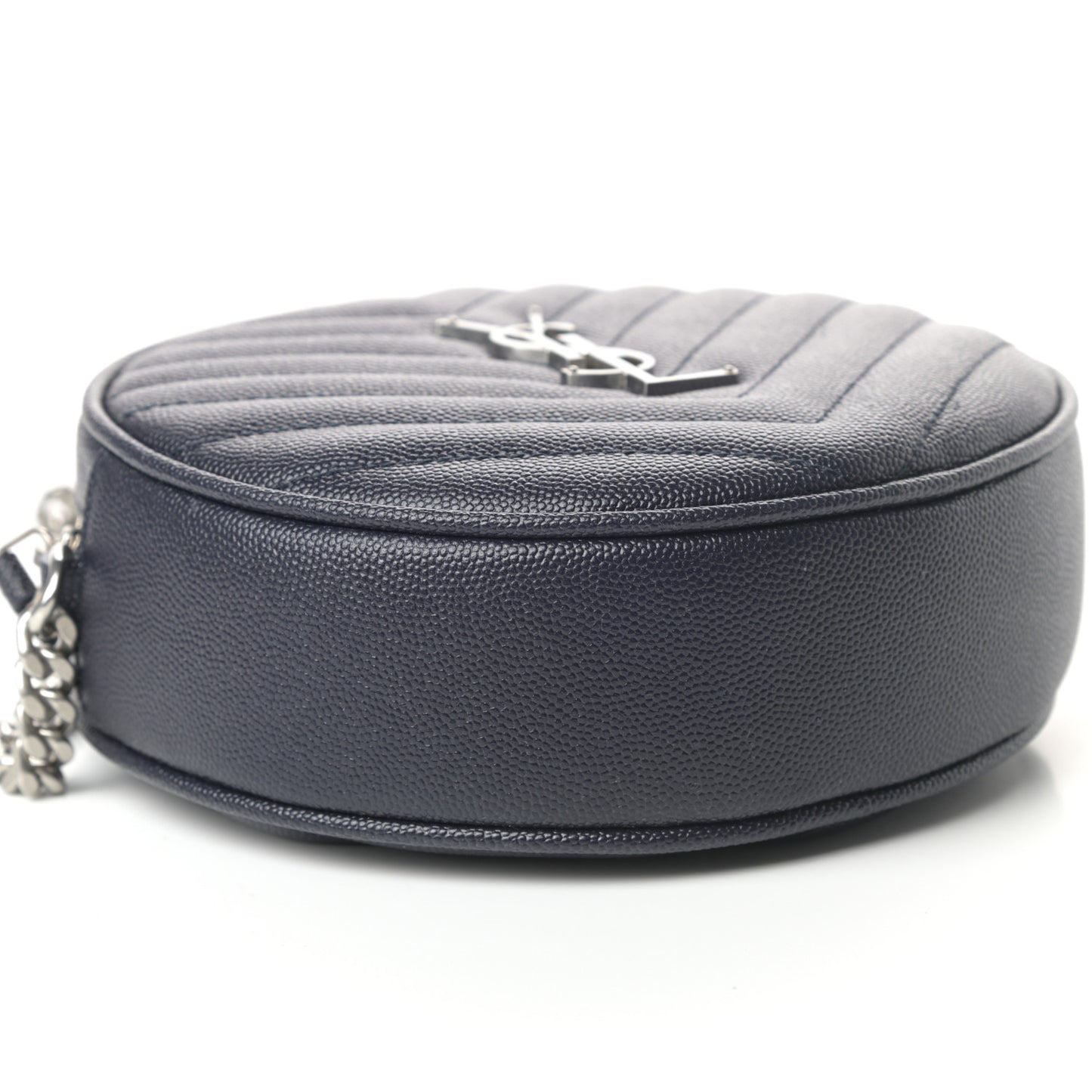 Grain De Poudre Matelasse Chevron Quilted Round Vinyle Camera Bag Deep Marine
