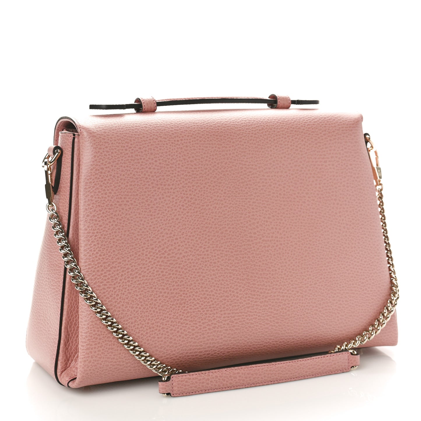 Dollar Calfskin Medium Interlocking G Top Handle Shoulder Bag Soft Pink