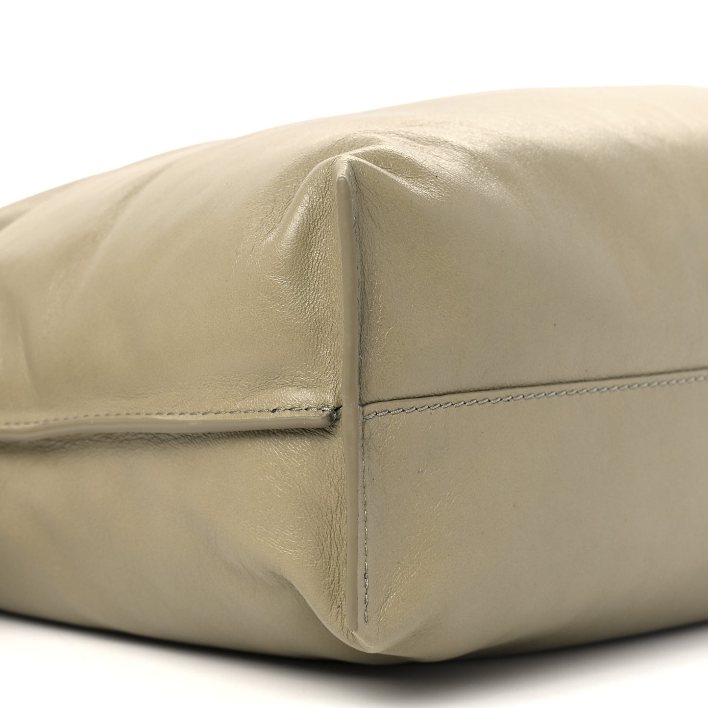 Shiny Nappa Lambskin Puffer Flamenco Knot Clutch Clay Green