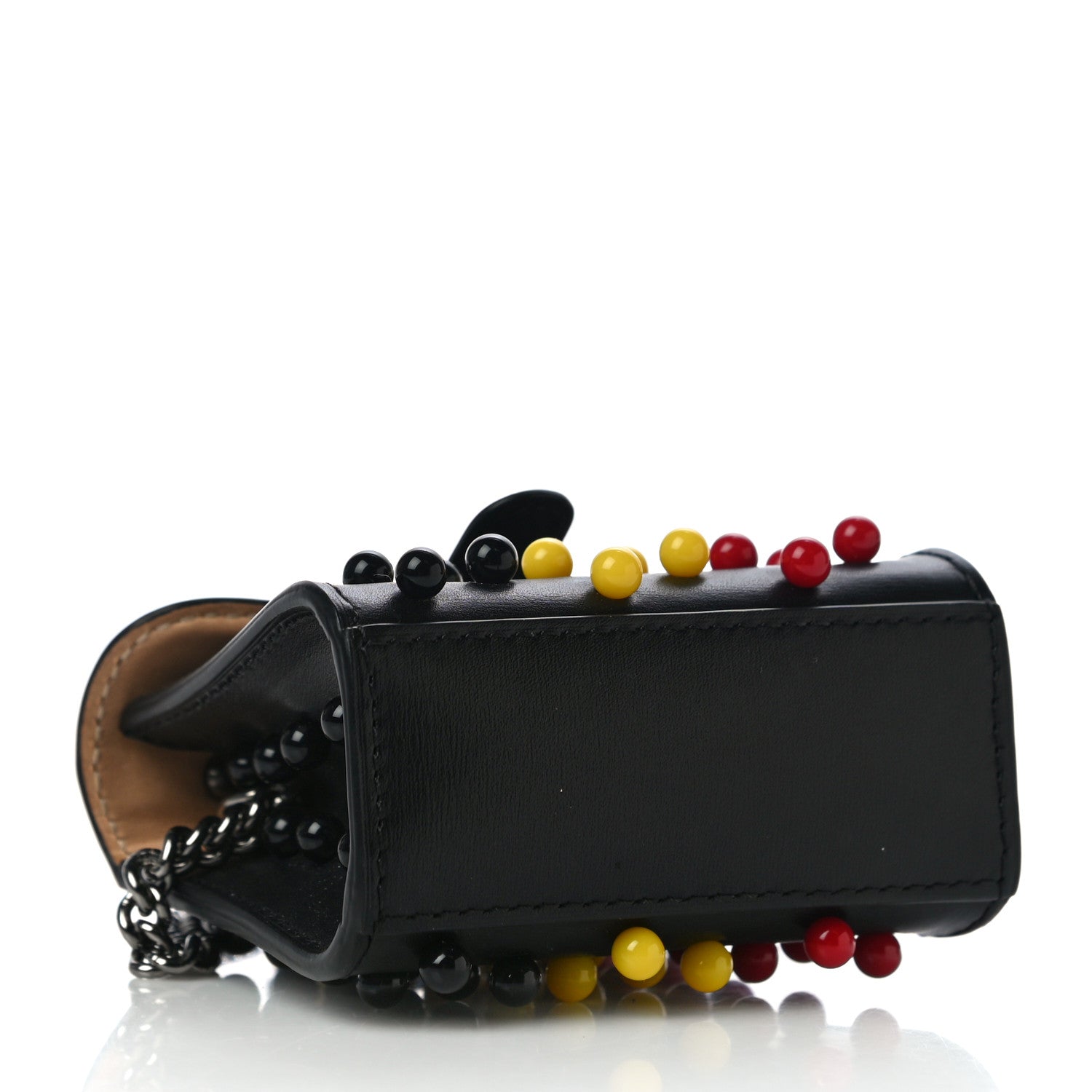 Delvaux Calfskin Studded Anvers Mini Brillant Bag Charm Black 4 of 9