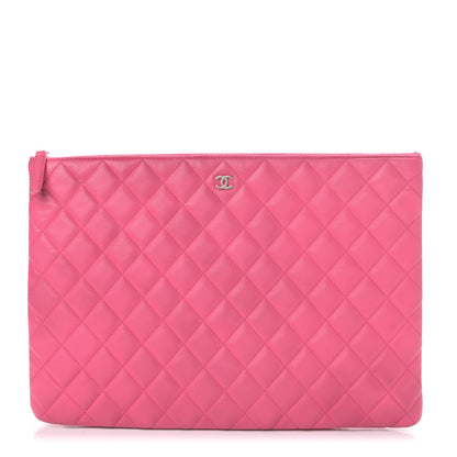 Chanel Lambskin Quilted Large Cosmetic Case Dark Pink 1 of 4