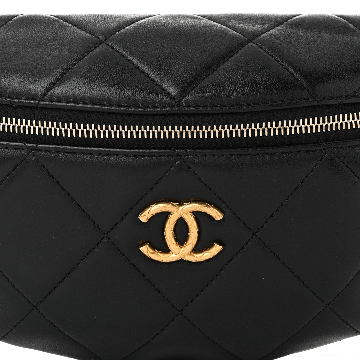 Chanel Lambskin Enamel Quilted Waist Bag Black 8 of 10