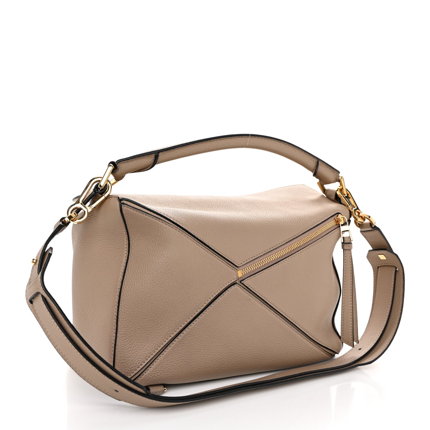Grained Calfskin Medium Puzzle Bag Sand
