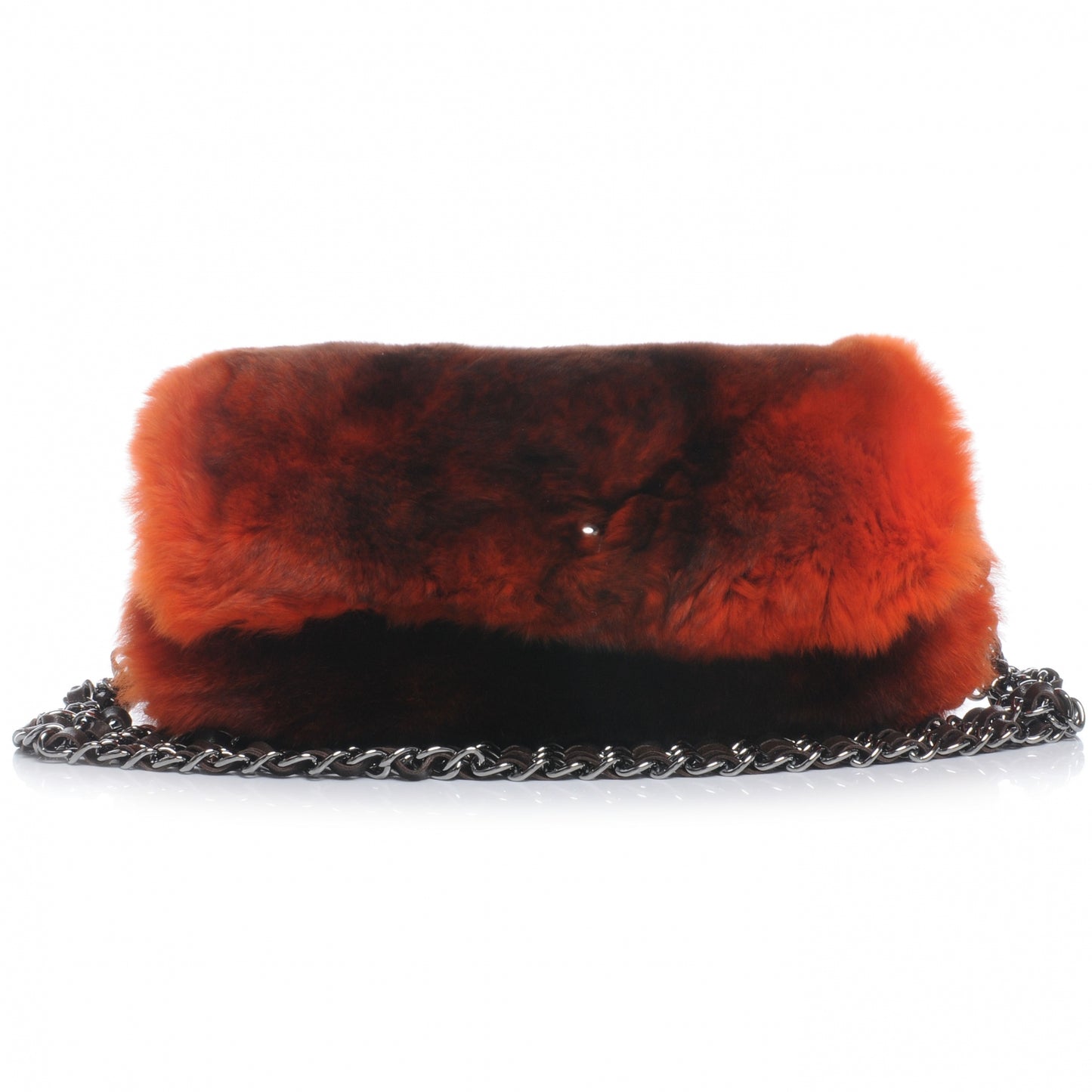Lapin Rabbit Fur Triple Chain Flap Orange
