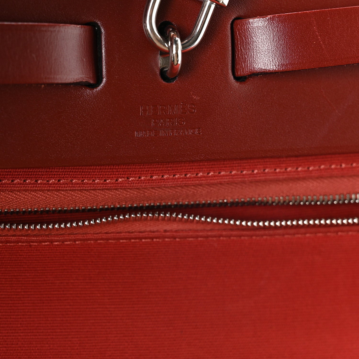 Hermes Vache Hunter Toile Herbag Zip 31 PM Rouge H Brique 7 of 11