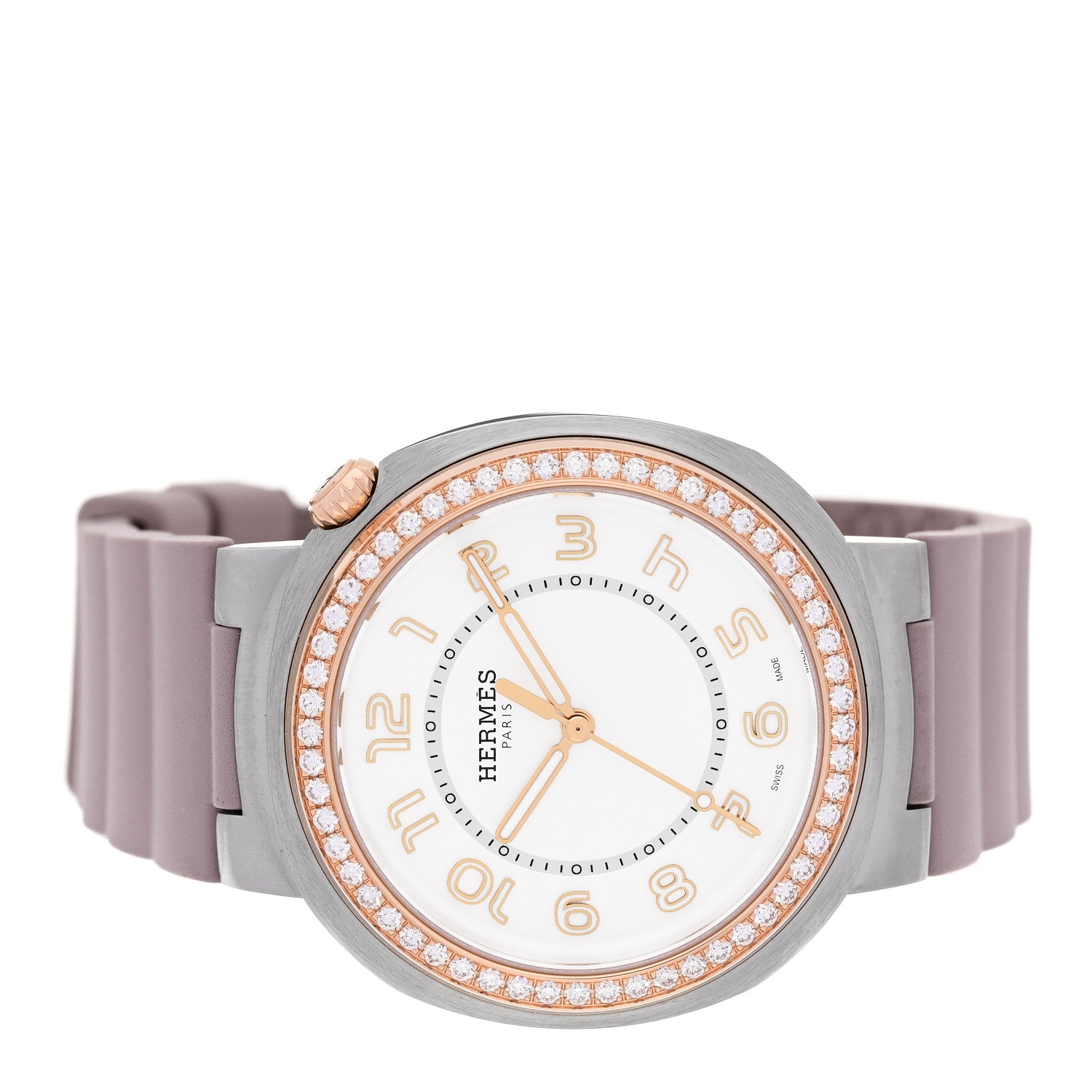Hermes Stainless Steel 18K Rose Gold Diamond Bezel 36mm Cut Automatic Watch Glycine 2 of 5