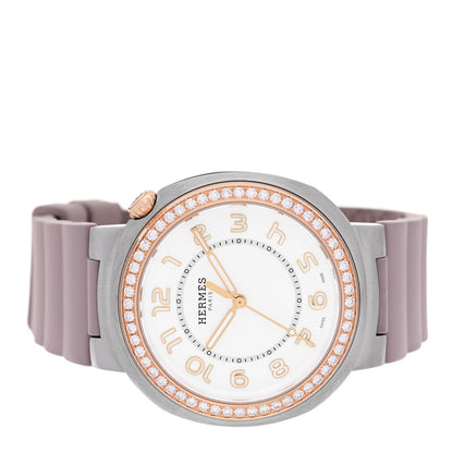 Hermes Stainless Steel 18K Rose Gold Diamond Bezel 36mm Cut Automatic Watch Glycine 2 of 5