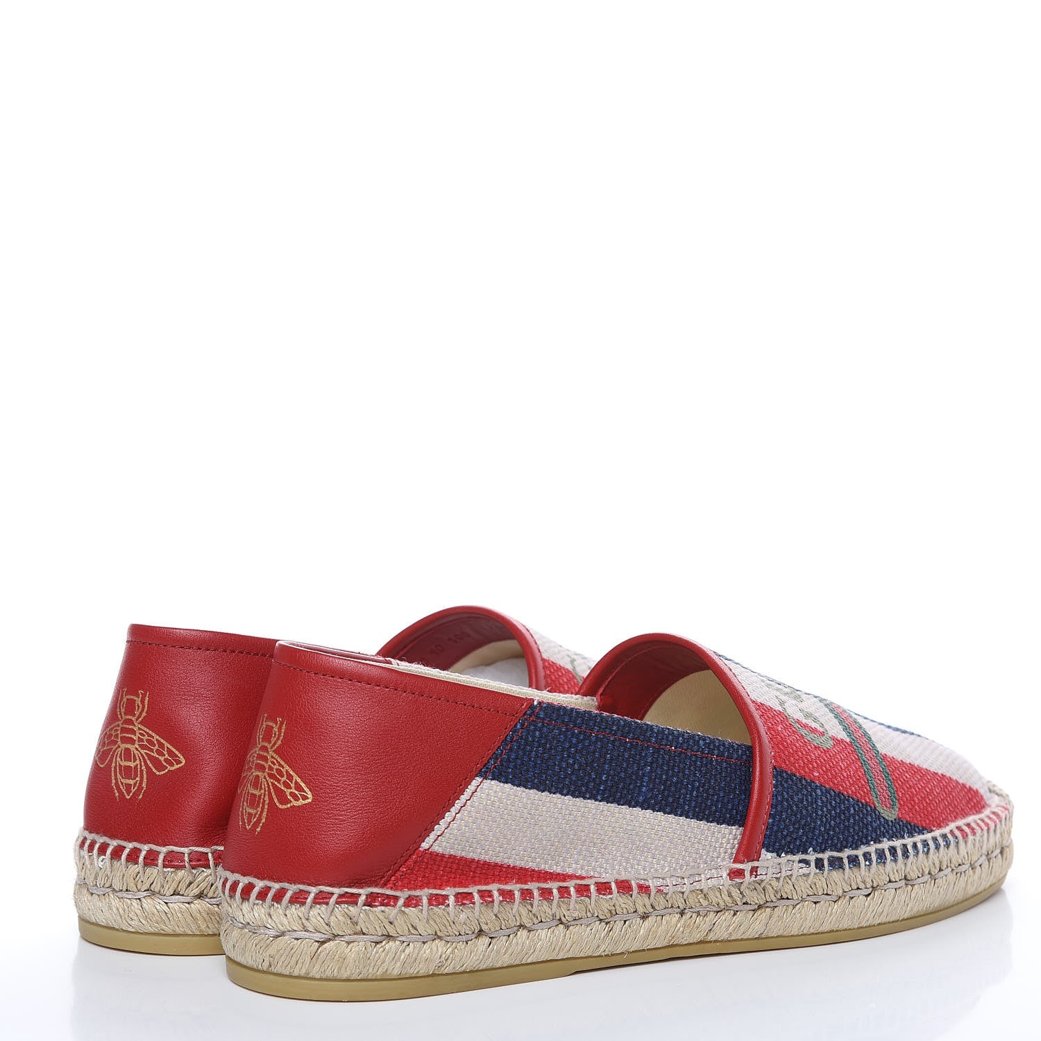 Gucci Canvas Sylvie Stripe Logo Mens Espadrilles 10 Mystic White Hibiscus Red Maritime 4 of 10