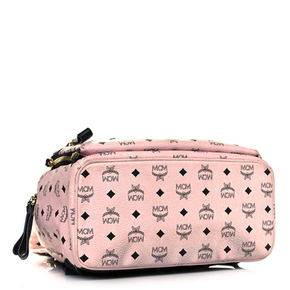 MCM Visetos Studded Medium Dual Stark Backpack Chalk Pink Black 3 of 14