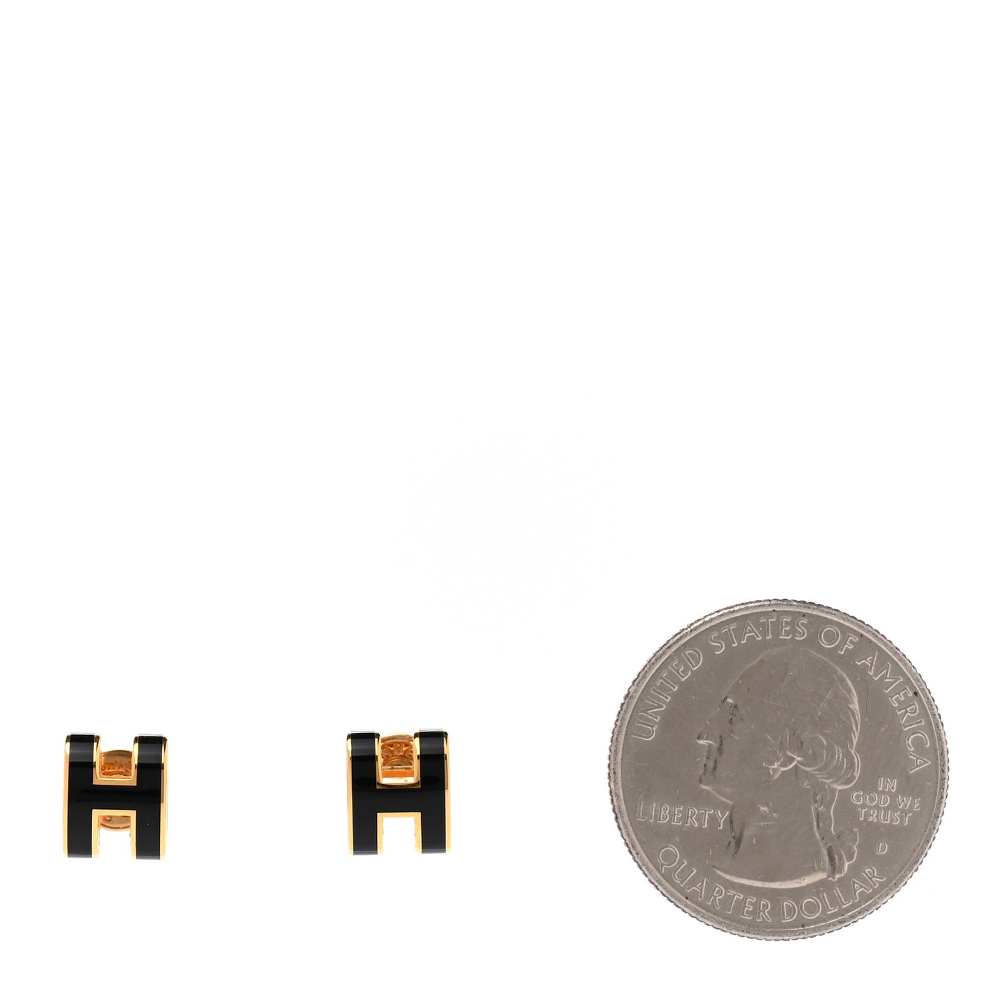 Gold Lacquered Pop H Earrings Black
