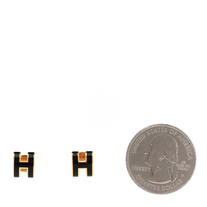 Hermes Gold Lacquered Pop H Earrings Black 2 of 6