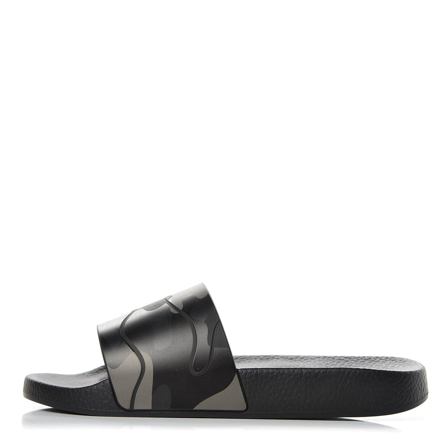 Valentino Garavani Rubber Camo Slide Sandals 40 Black 1 of 8