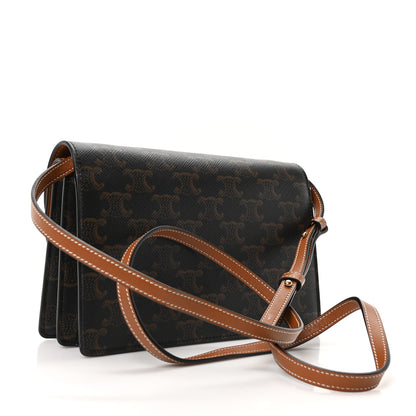 Celine Triomphe Canvas Lambskin Wallet On Strap Tan 3 of 10