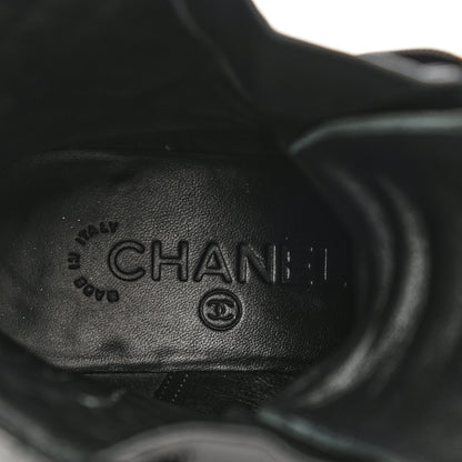 Chanel Calfskin Quilted Lace Up Combat Boots 36.5 Black 7 of 11