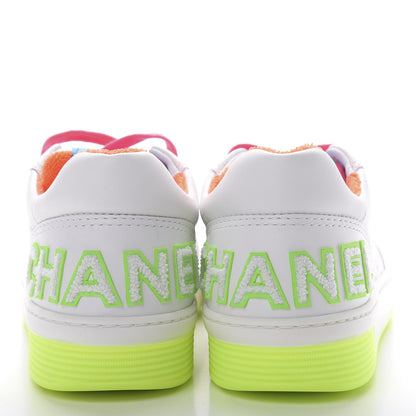 Chanel Calfskin Womens Logo Sneakers 38.5 White Multicolor 5 of 9