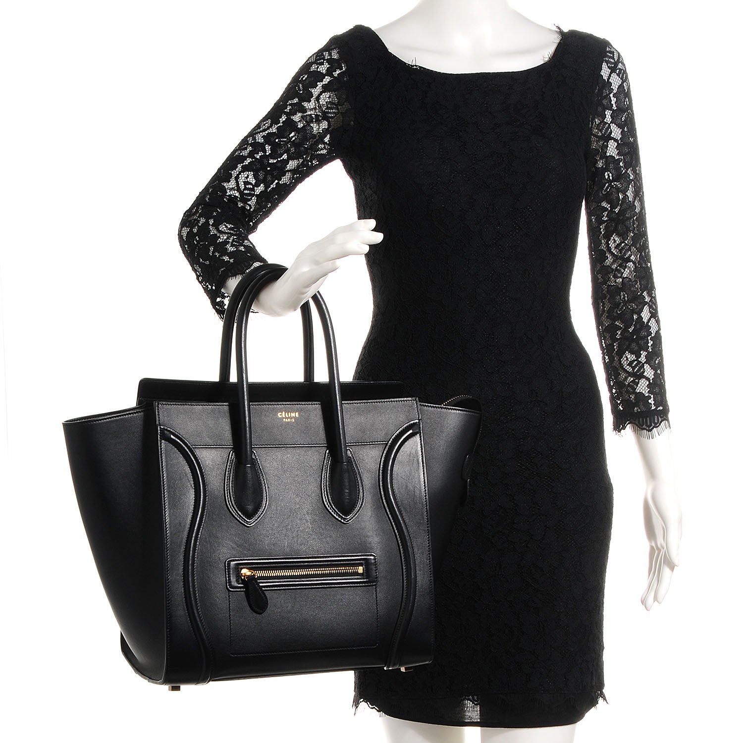 Celine Smooth Calfskin Mini Luggage Black 2 of 8