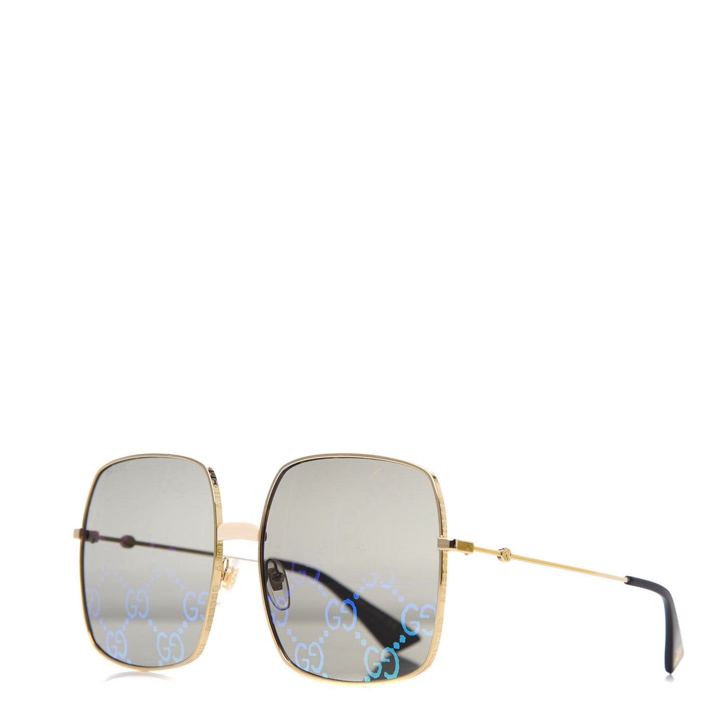 Metal Rectangular Frame Sunglasses GG0414S Gold Multicolor