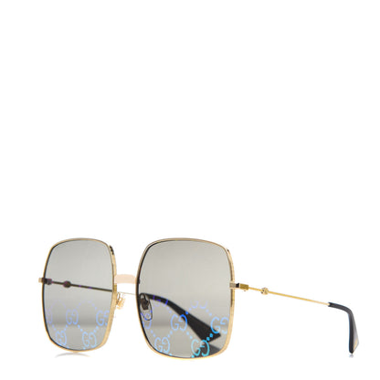 Gucci Metal Rectangular Frame Sunglasses GG0414S Gold Multicolor 1 of 8