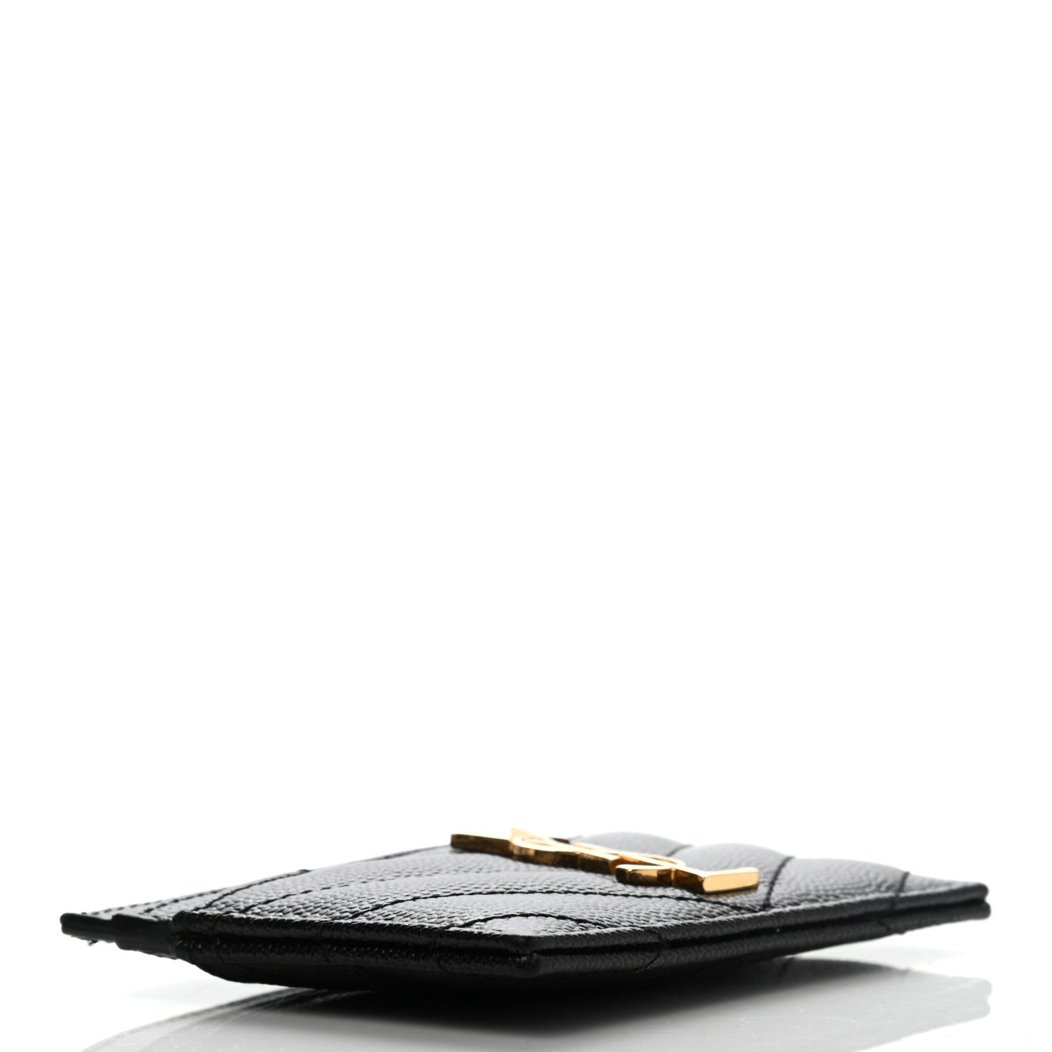 Saint Laurent Grain De Poudre Matelasse Chevron Monogram Credit Card Case Black 4 of 7