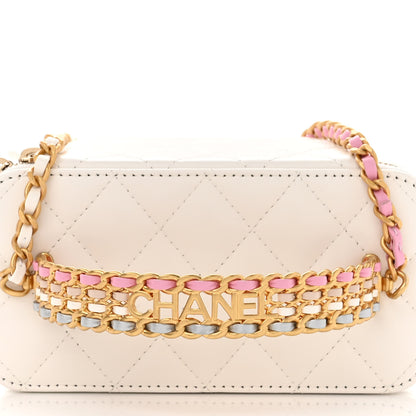 Chanel Shiny Calfskin Quilted Small Top Handle Vanity Case With Chain White 12 of 13