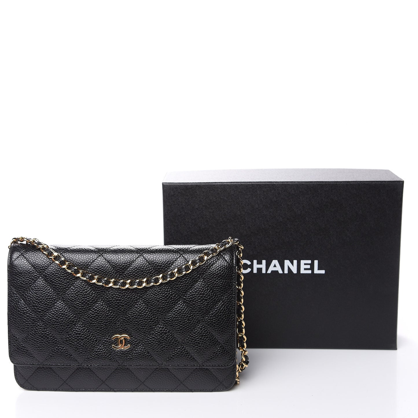 Caviar Quilted Wallet On Chain WOC Black