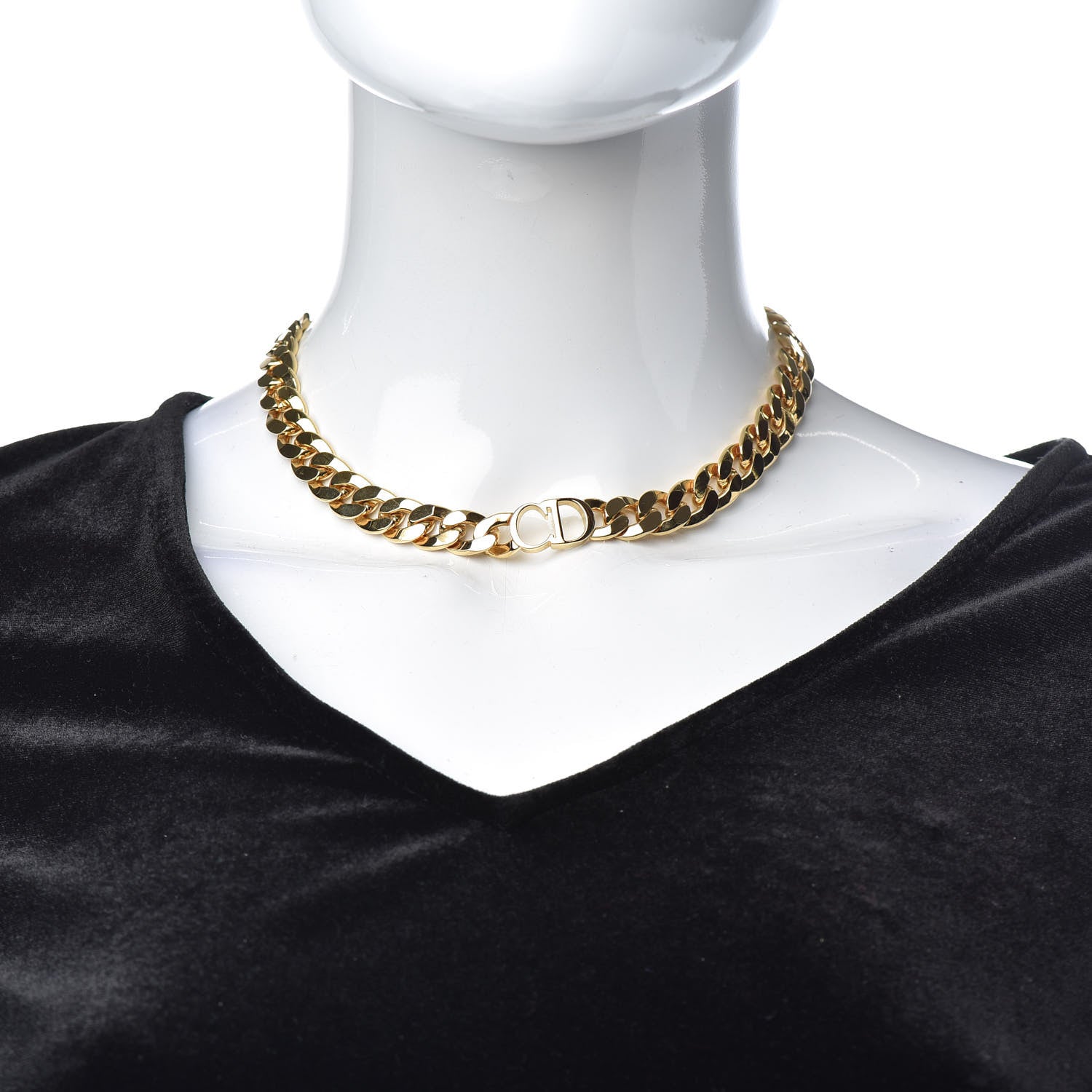 Christian Dior Metal CD Choker Necklace Gold 2 of 5
