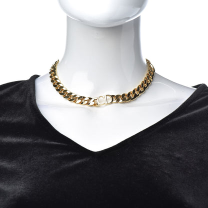 Christian Dior Metal CD Choker Necklace Gold 2 of 5