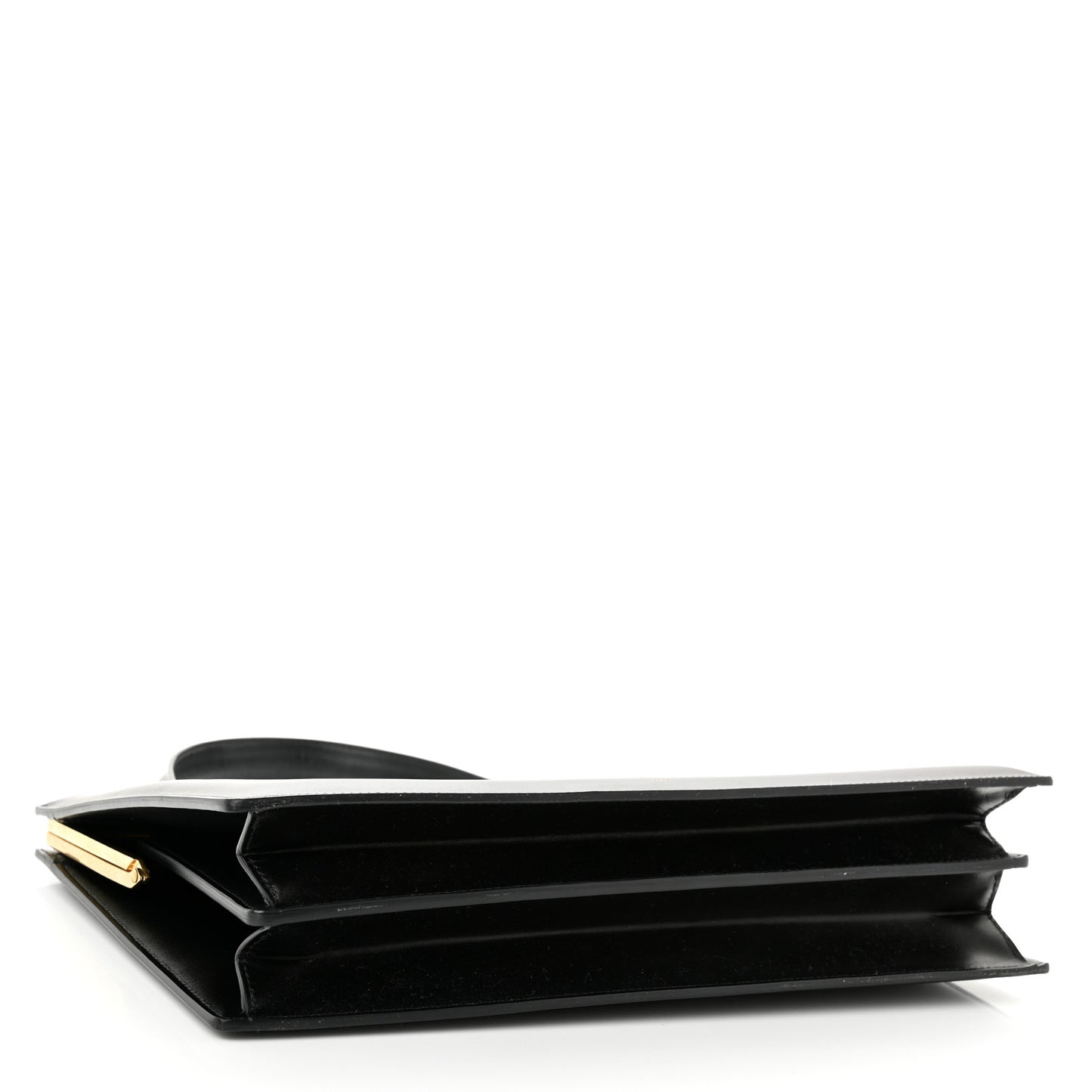 Box Calfskin Medium Clasp Bag Black