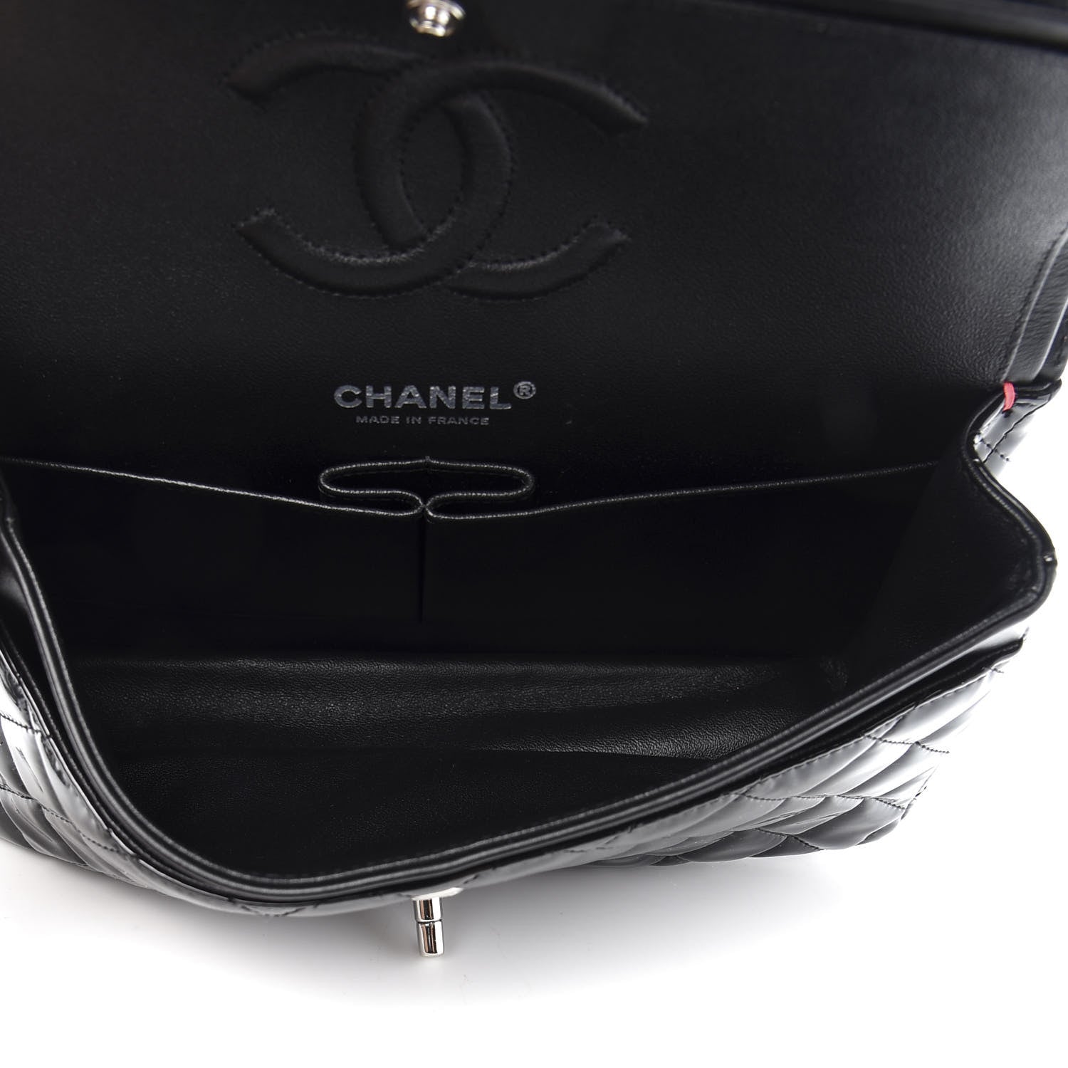 Chanel Patent Calfskin Quilted Bi-Color Medium Double Flap Pink Black 5 of 12