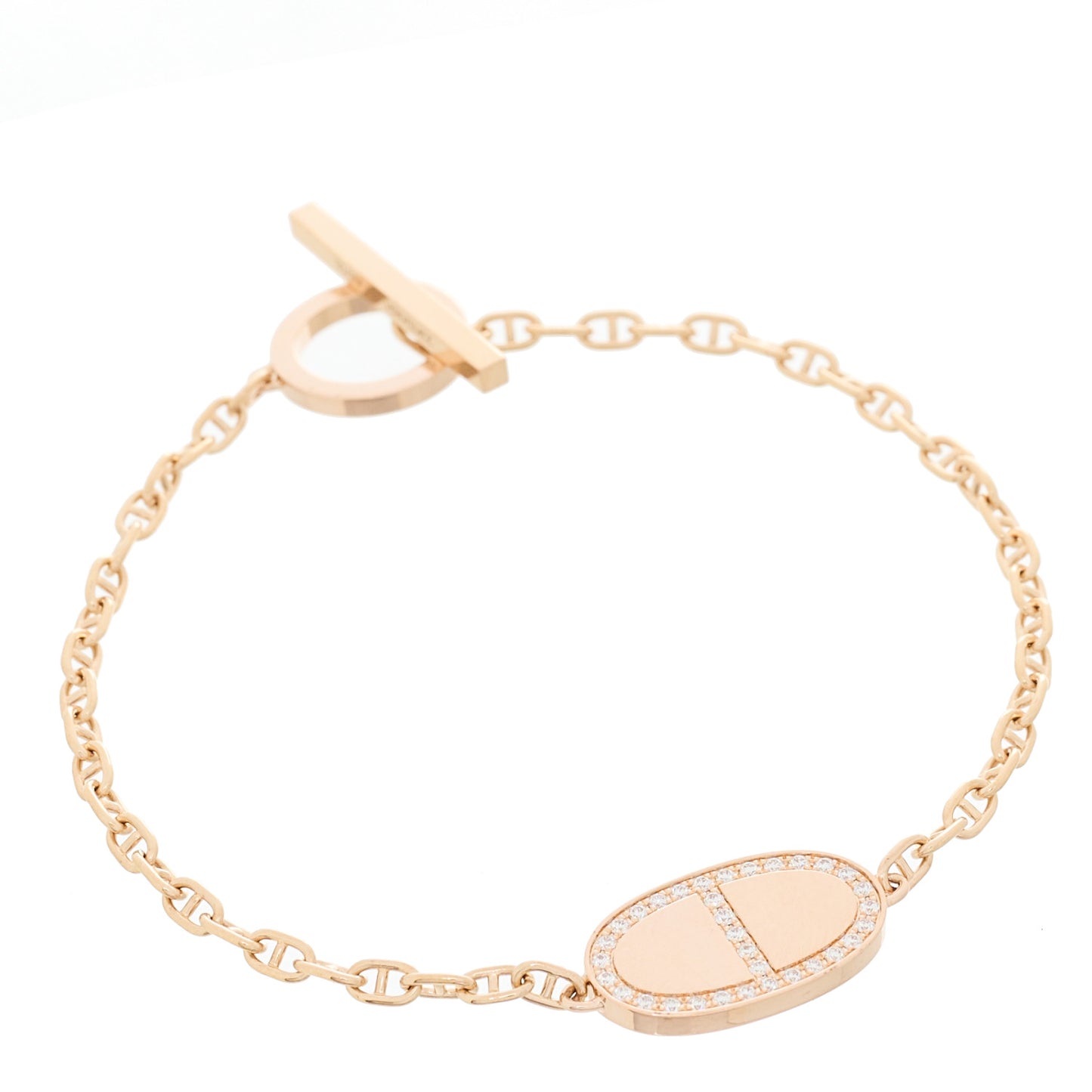 18K Rose Gold Diamond Chaine d'Ancre Verso Bracelet SH