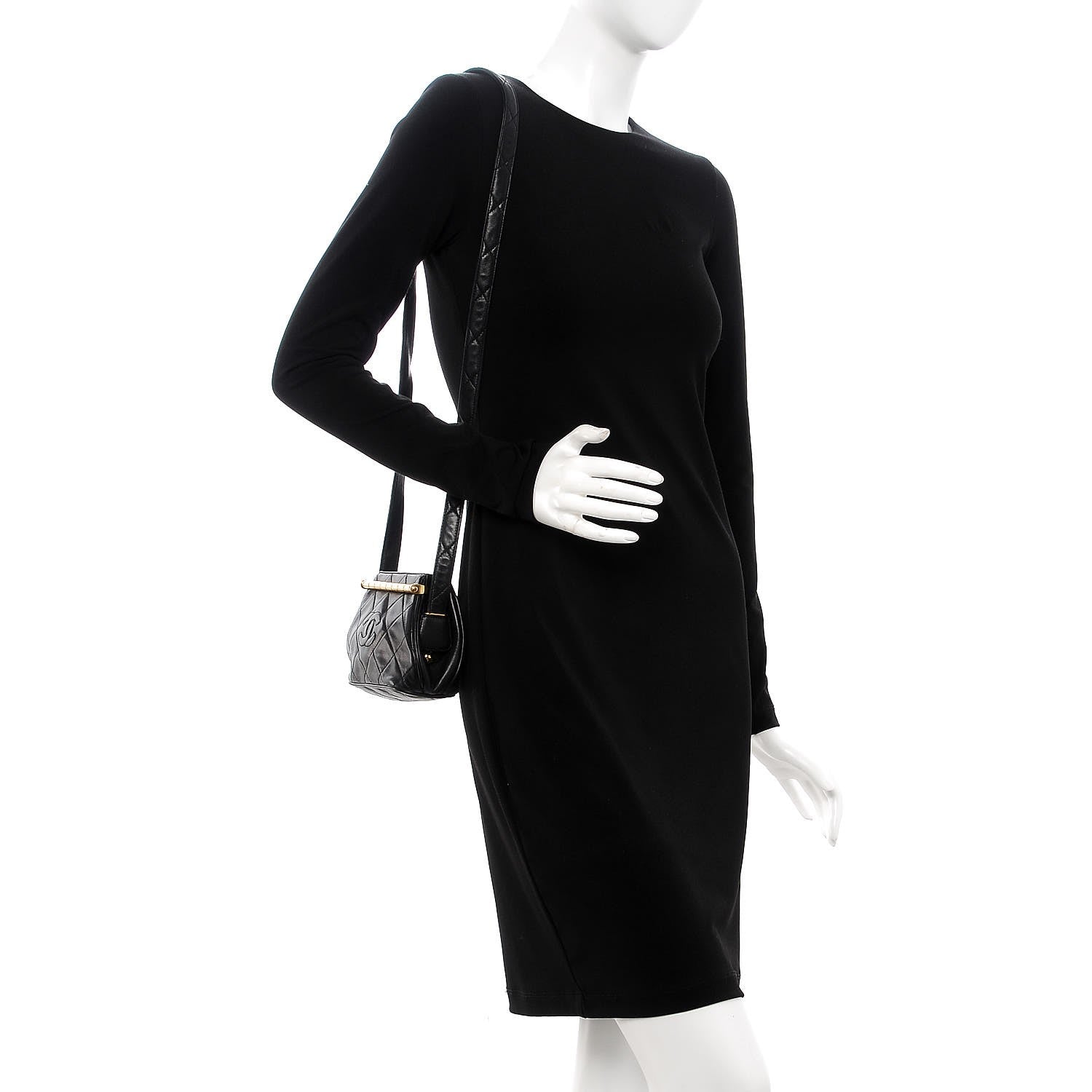 Chanel Lambskin Quilted Framed Evening Bag Black 2 of 9